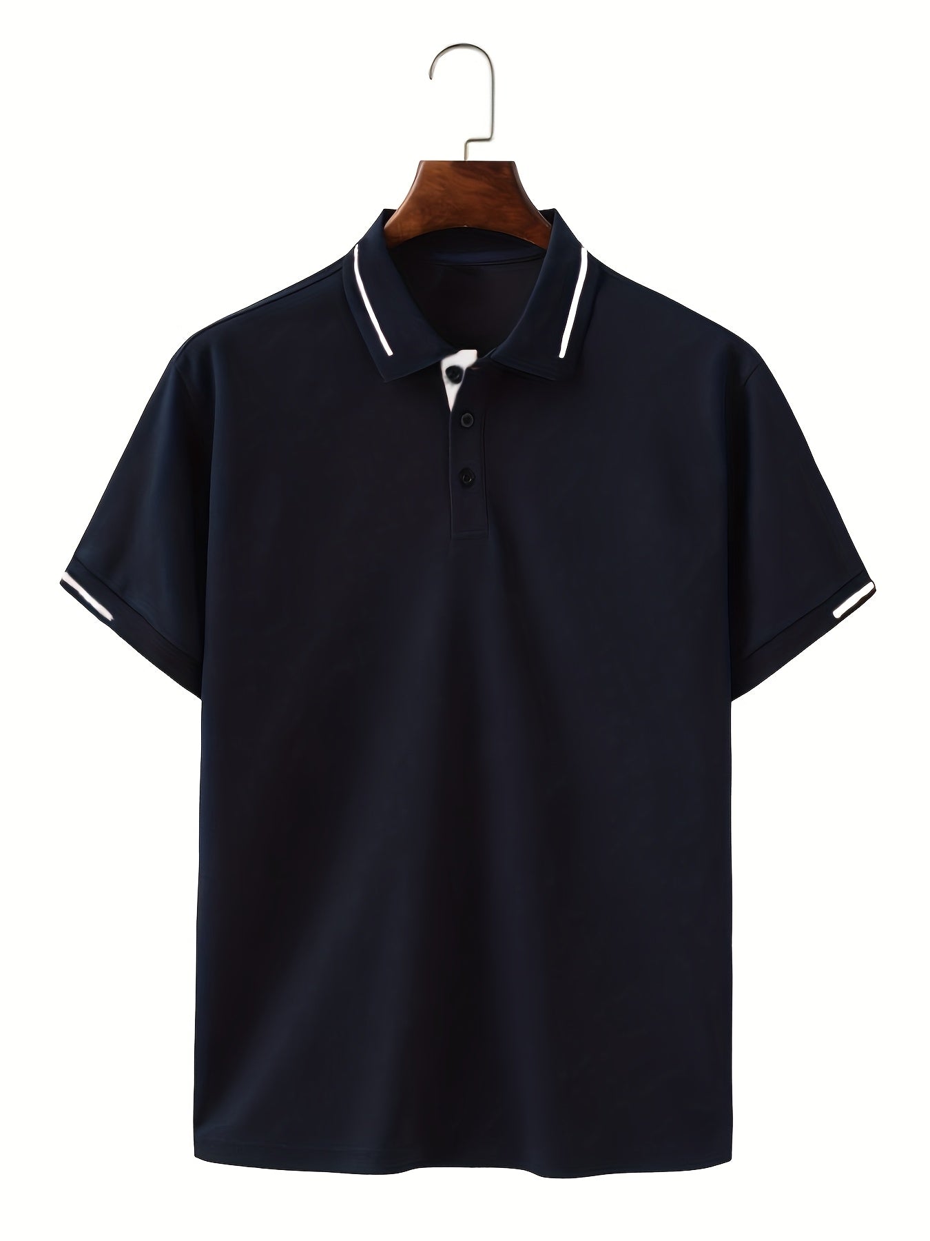 Men's Summer Casual Sport T-Shirt - Breathable Short Sleeve Button-Up with Red Trim, Dark Green Solid Color, Regular Fit for Running, Outdoor & Casual Attire, Sports T Shirt, Durable Sportswear - SeviSa