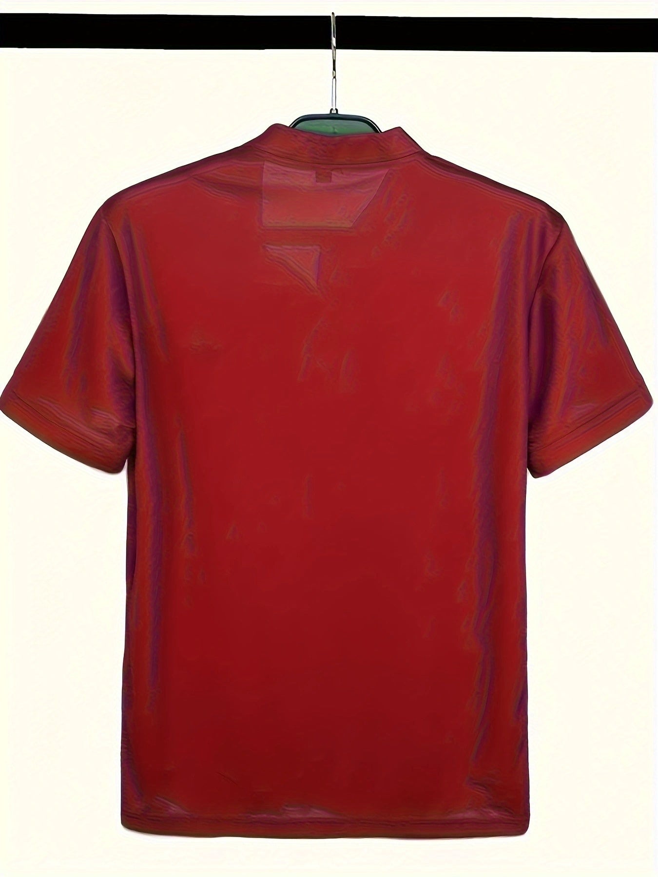 Men's Summer Short Sleeve T-Shirt - Lightweight Breathable Stand Collar Shirt with Button Detail, Solid Color Casual Sports Top for Business Casual & Outdoor Activities, Leisure Outing Apparel, Comfortable Fit Tee - SeviSa
