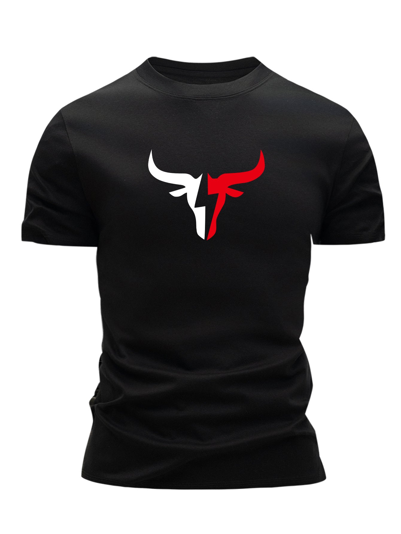 3pcs Men's 100% Cotton Graphic T-Shirts - Bold Bull Head & Letter Print, Slim Fit Short Sleeve Round Neck Tees for Summer Casual Wear, Breathable & Machine Washable, Everyday Comfort | Durable Fabric - SeviSa