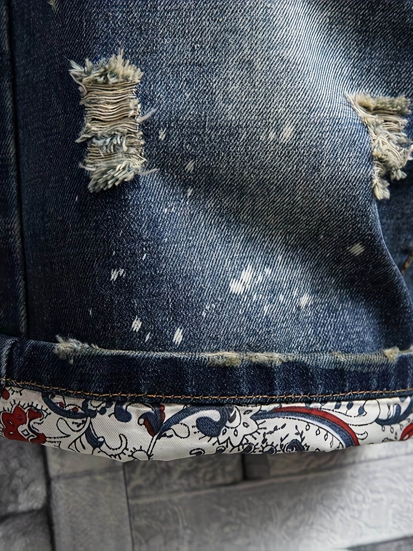Men'S Plus Size Slim Fit Denim Shorts - Casual Ripped Jeans Style, Stretch Fabric, Solid Color, Mid-Rise, Ankle-Length with Button Closure, Summer Essential, Relaxed Fit Shorts | Distressed Denim Shorts | Comfortable Denim Sh - SeviSa