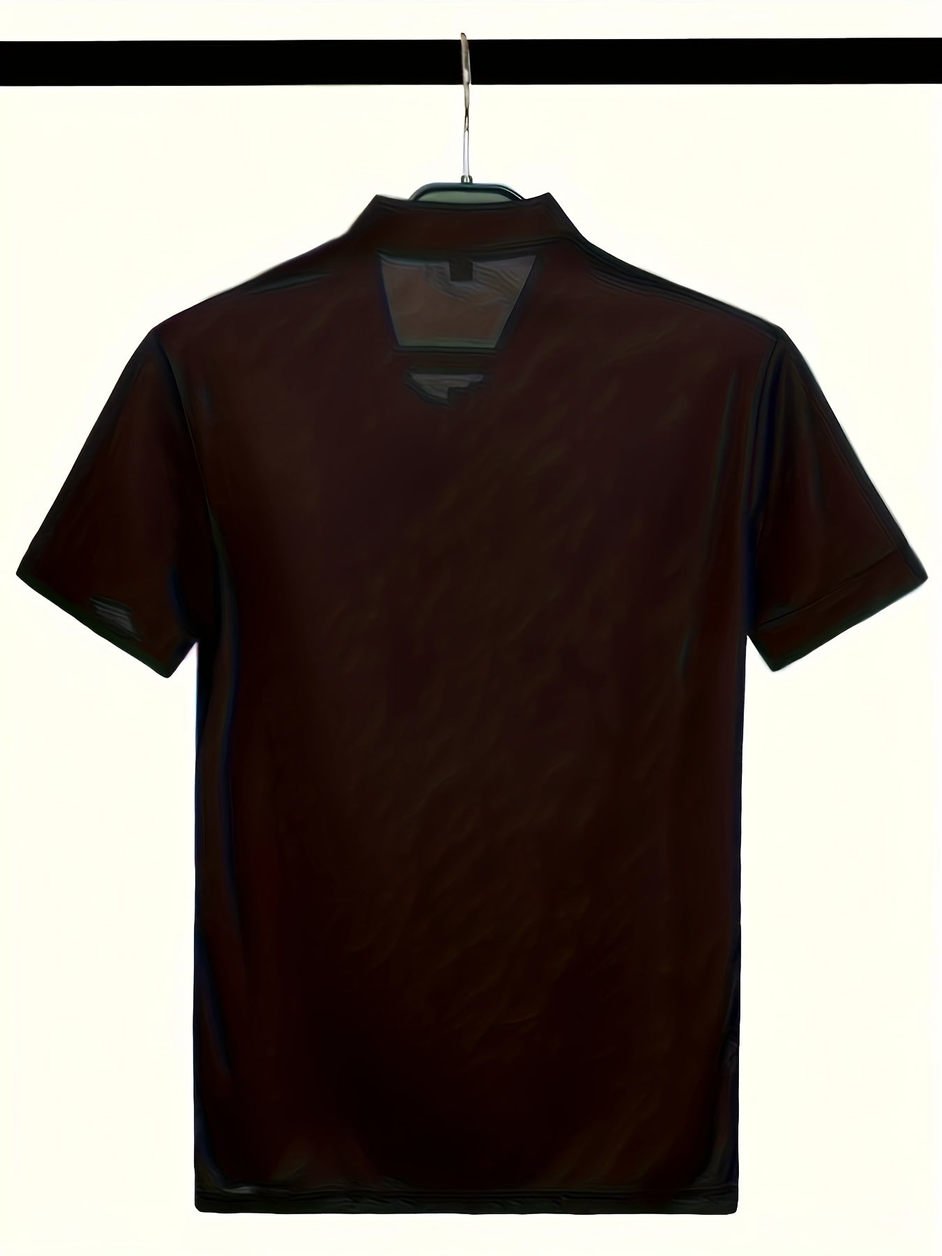 Men's Summer Short Sleeve T-Shirt - Lightweight Breathable Stand Collar Shirt with Button Detail, Solid Color Casual Sports Top for Business Casual & Outdoor Activities, Leisure Outing Apparel, Comfortable Fit Tee - SeviSa