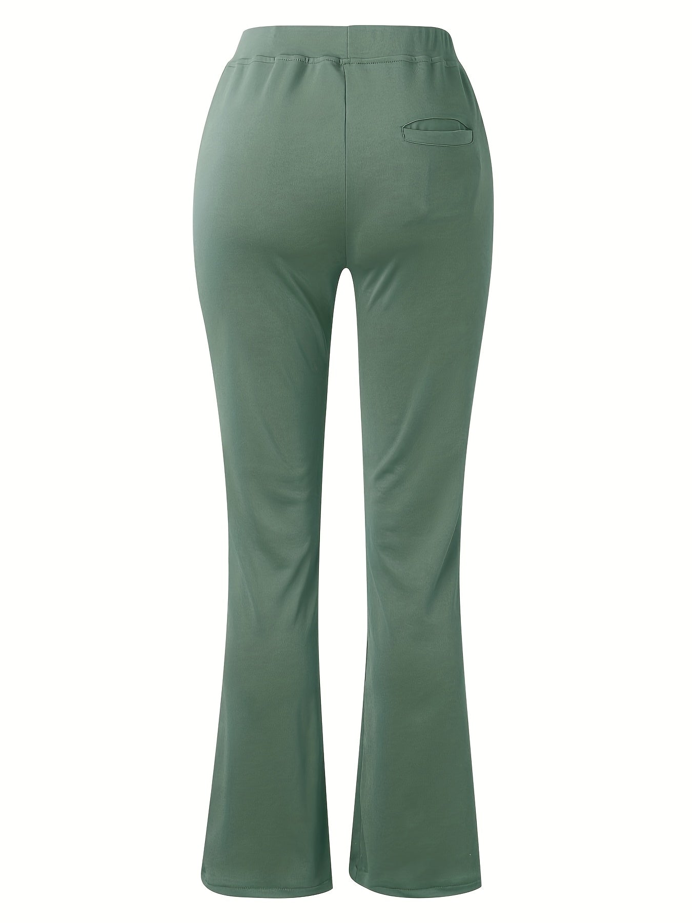Women'S Elegant Solid Color Knit Flare Jeans - Stylish Long-Length, Polyester, No Belt, Spring/Fall Fashion, Adult, Pockets, Casual Wear|Flare Jeans|Polyester Fabric - SeviSa