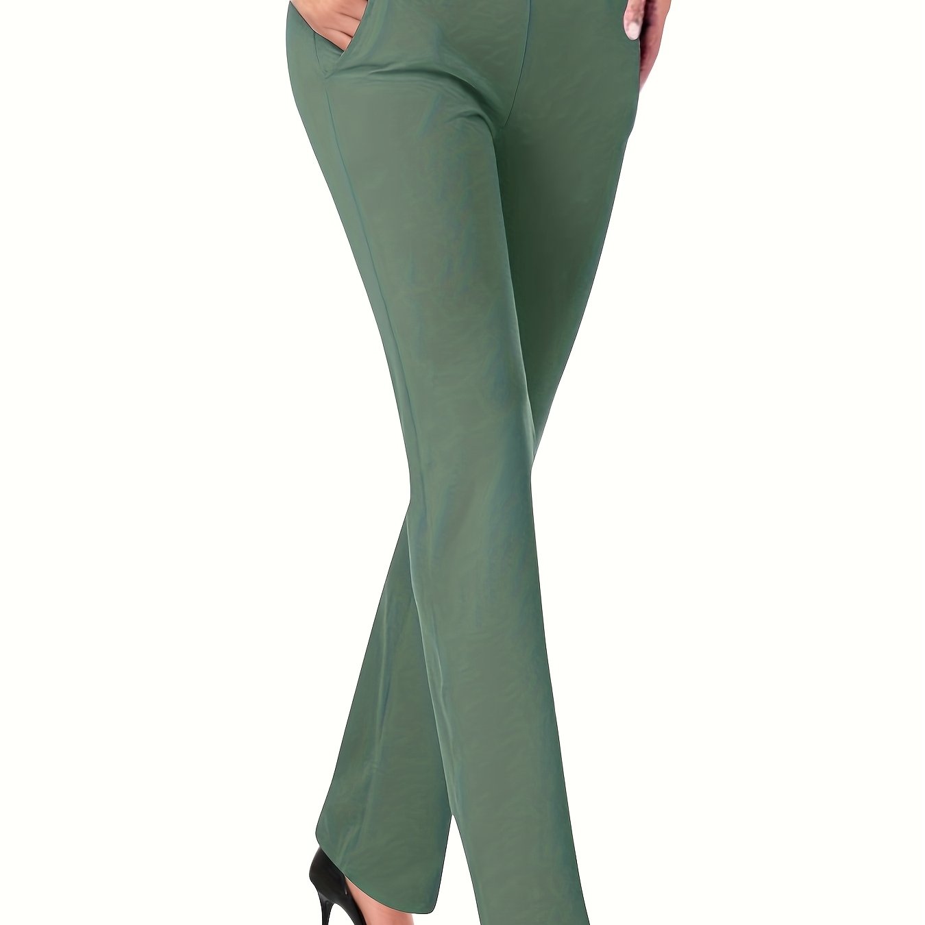 Women'S Elegant Solid Color Knit Flare Jeans - Stylish Long-Length, Polyester, No Belt, Spring/Fall Fashion, Adult, Pockets, Casual Wear|Flare Jeans|Polyester Fabric - SeviSa