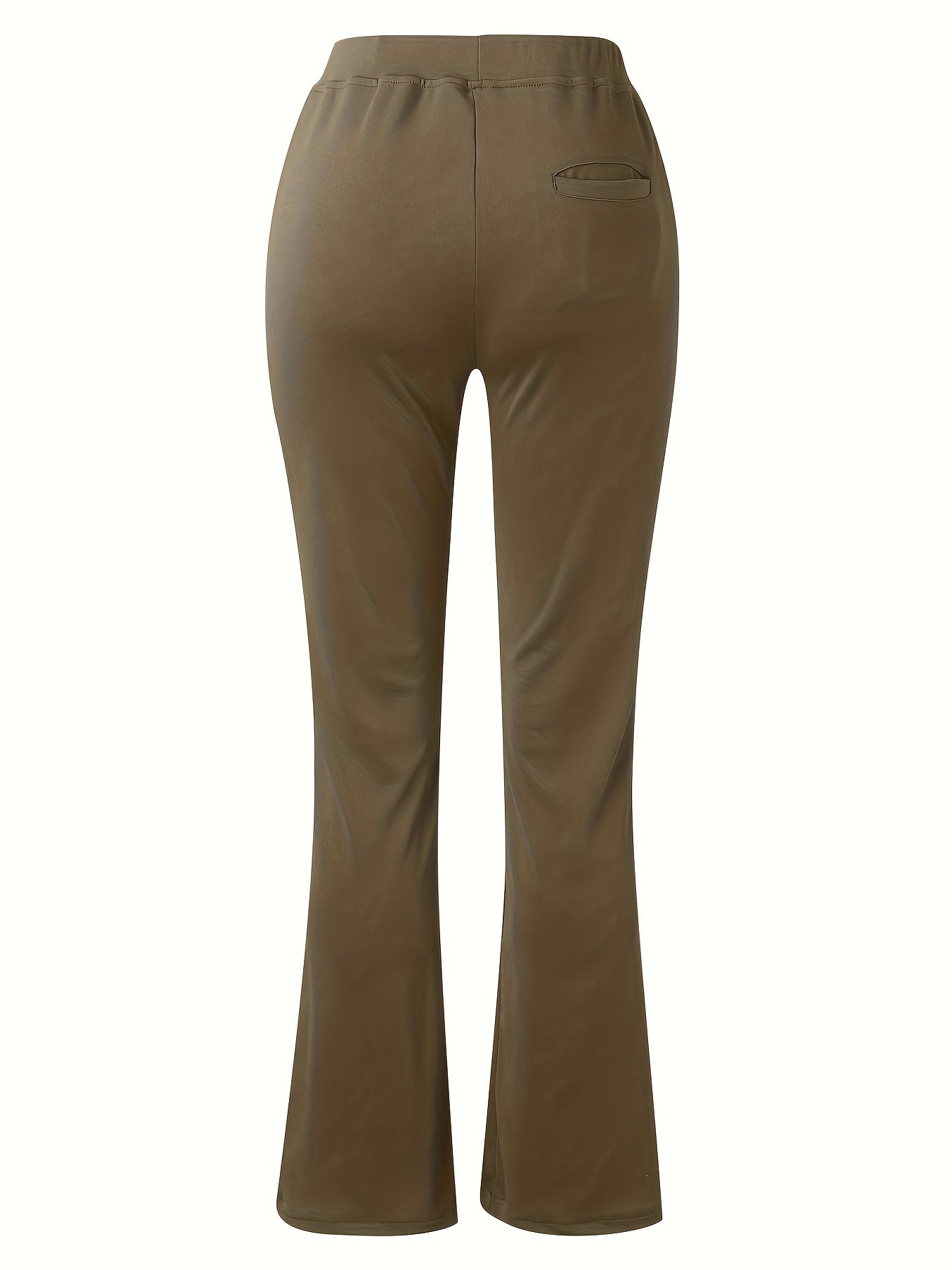 Women'S Elegant Solid Color Knit Flare Jeans - Stylish Long-Length, Polyester, No Belt, Spring/Fall Fashion, Adult, Pockets, Casual Wear|Flare Jeans|Polyester Fabric - SeviSa