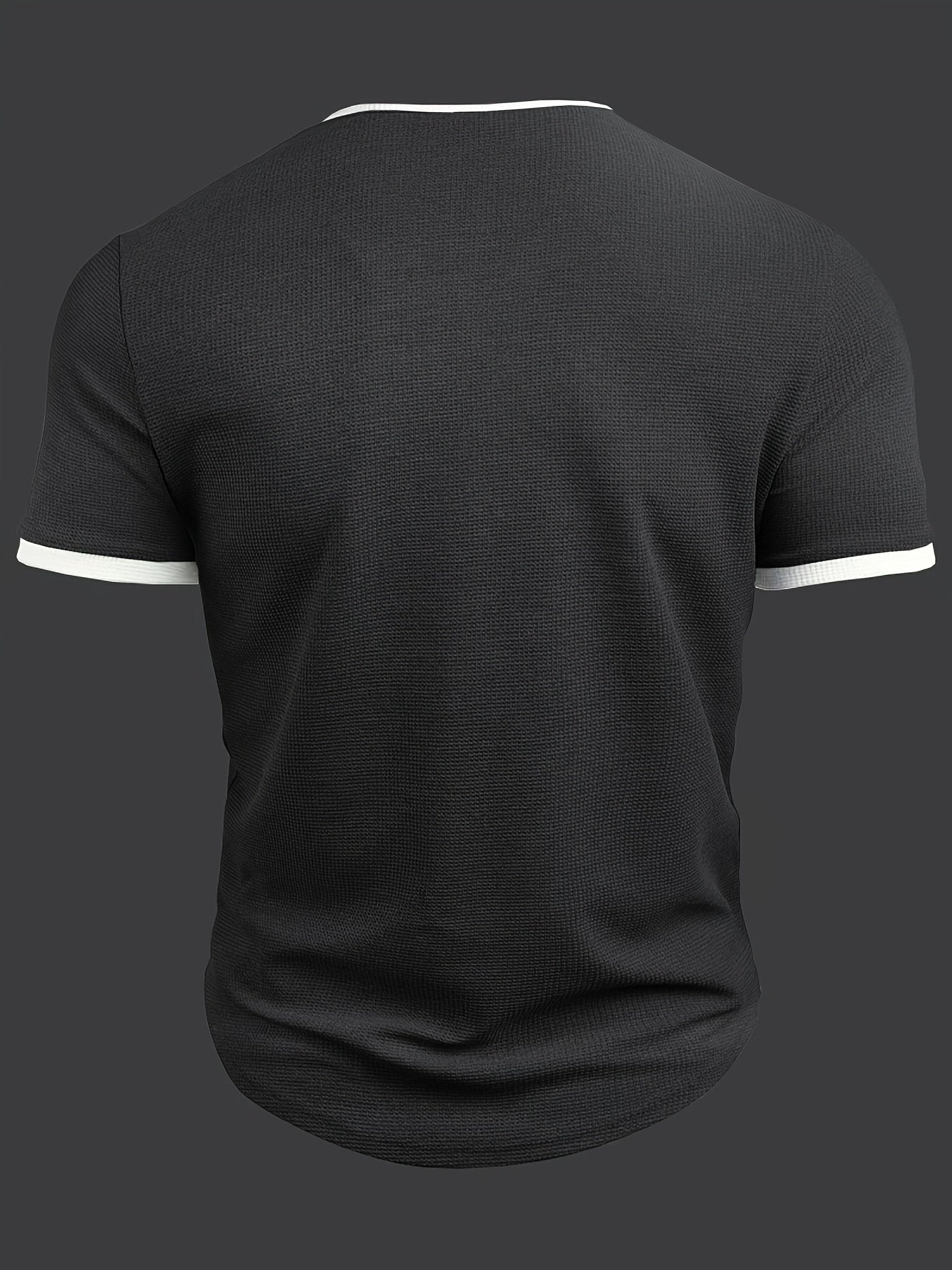 Men's Alphabet Print "FREEDOM" Waffle Knit T-shirt, V-neck And Short Sleeve Tee, Tops Perfect For Summer Fitness And Outdoors Activities - SeviSa