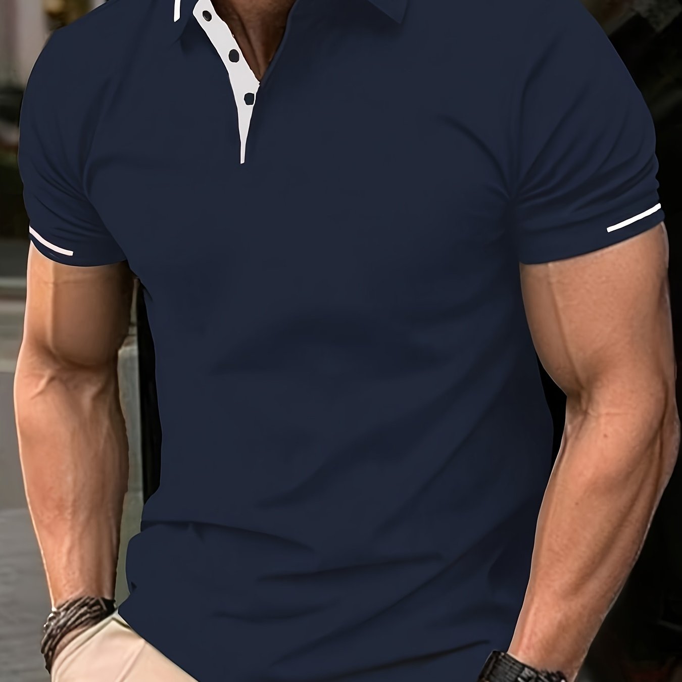 Men's Summer Casual Sport T-Shirt - Breathable Short Sleeve Button-Up with Red Trim, Dark Green Solid Color, Regular Fit for Running, Outdoor & Casual Attire, Sports T Shirt, Durable Sportswear - SeviSa