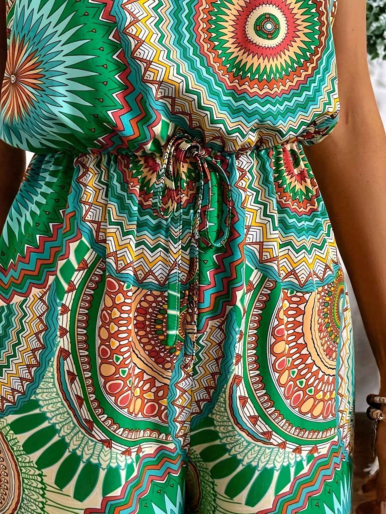Casual Vacation Ethnic Style Sleeveless Women'S Jumpsuit with Circular Print