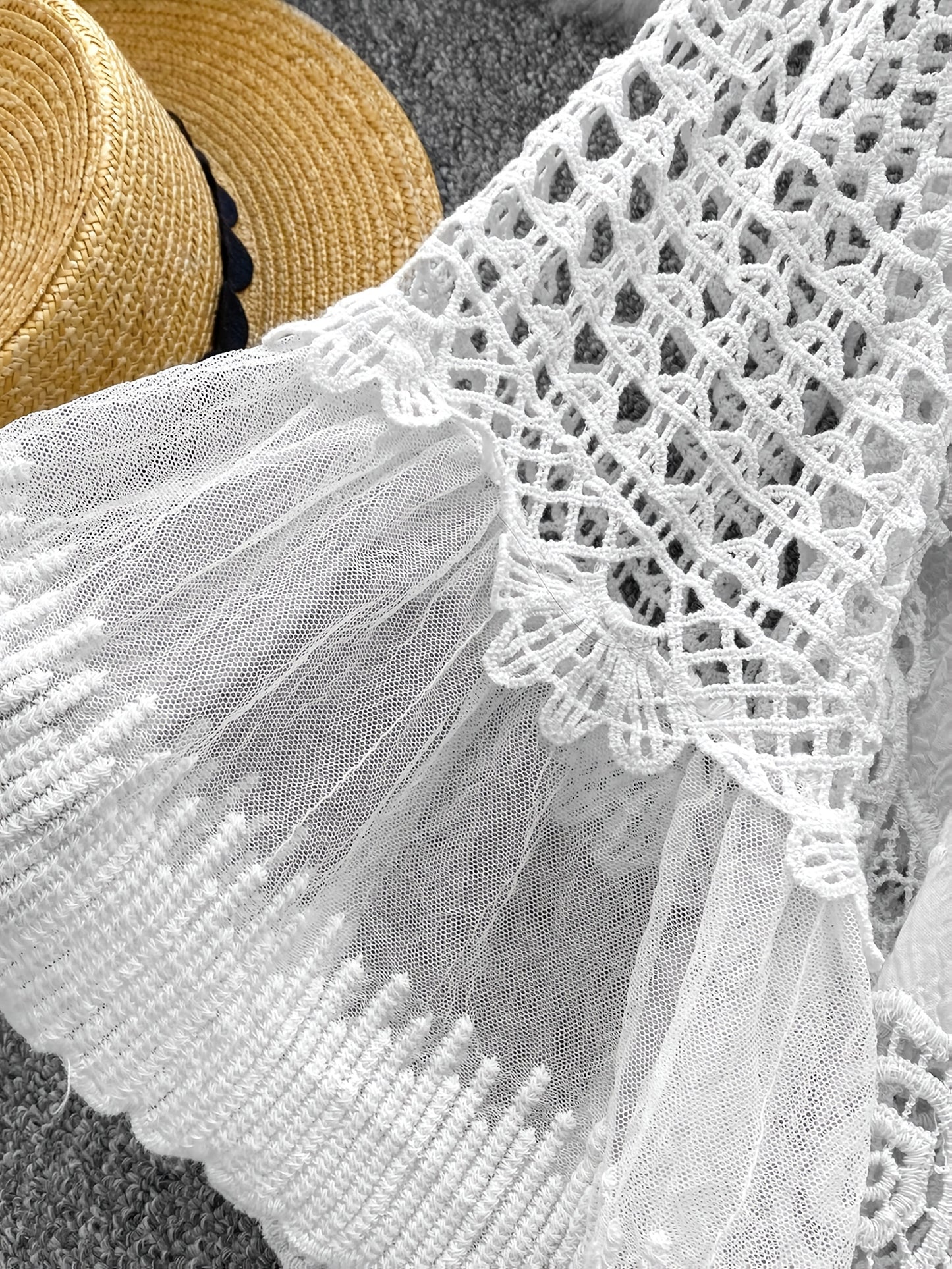 Women's Bohemian Vintage Lace- Dress - Long Sleeve A-Line Midi Dress with Crochet Cut-Out Details, Semi-Sheer Round Neck Boho Dress for Casual & Formal Occasions, Cute Dresses, Special Occasion Wear, Intricate Crochet Design - SeviSa