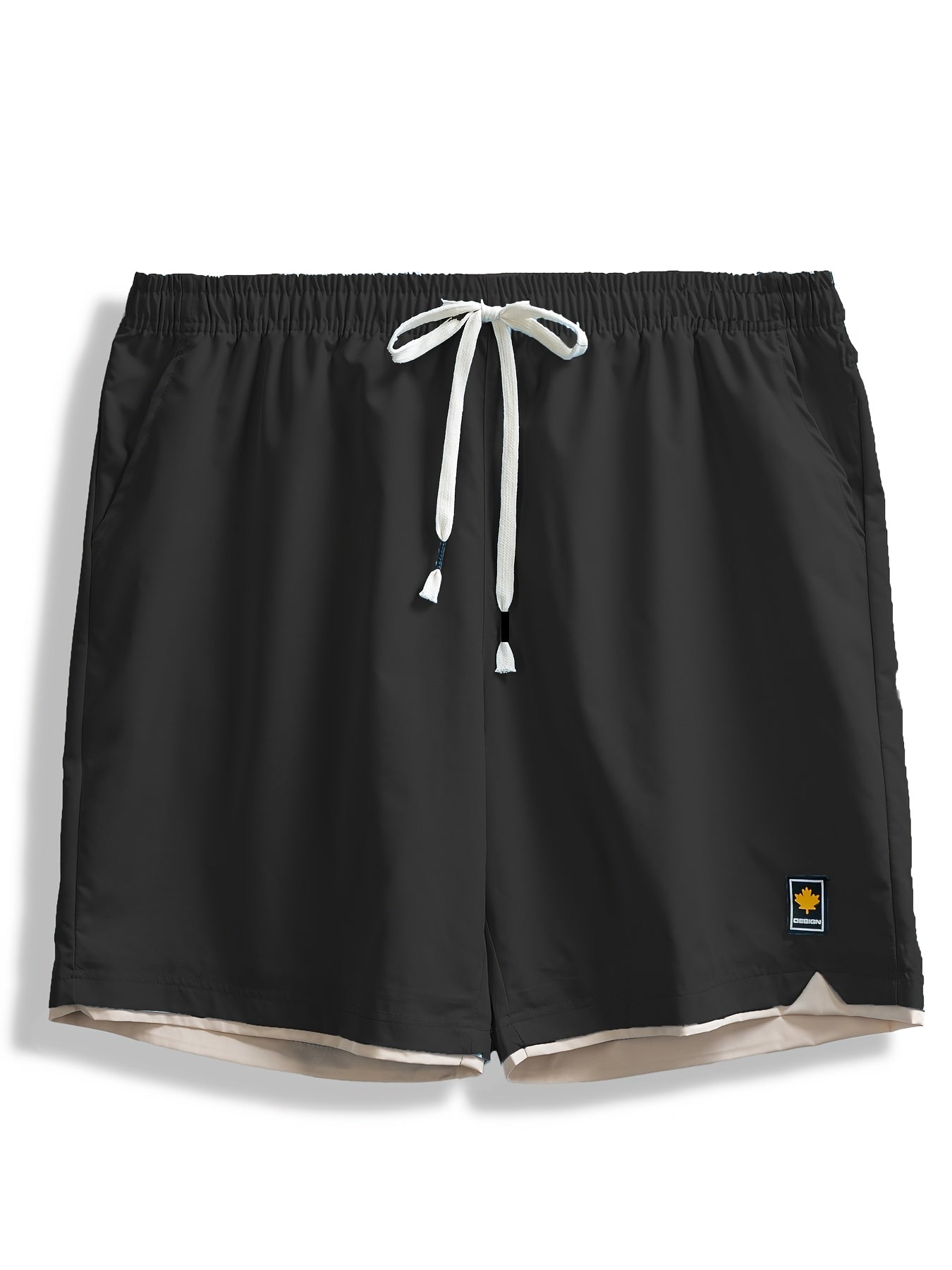1pc Summer Plus-Size Men'S Faux Two-Piece Color-Blocked Shorts, Casual And Stylish, Suitable for Outdoor Sports And Beach Walks, Plus Size - SeviSa