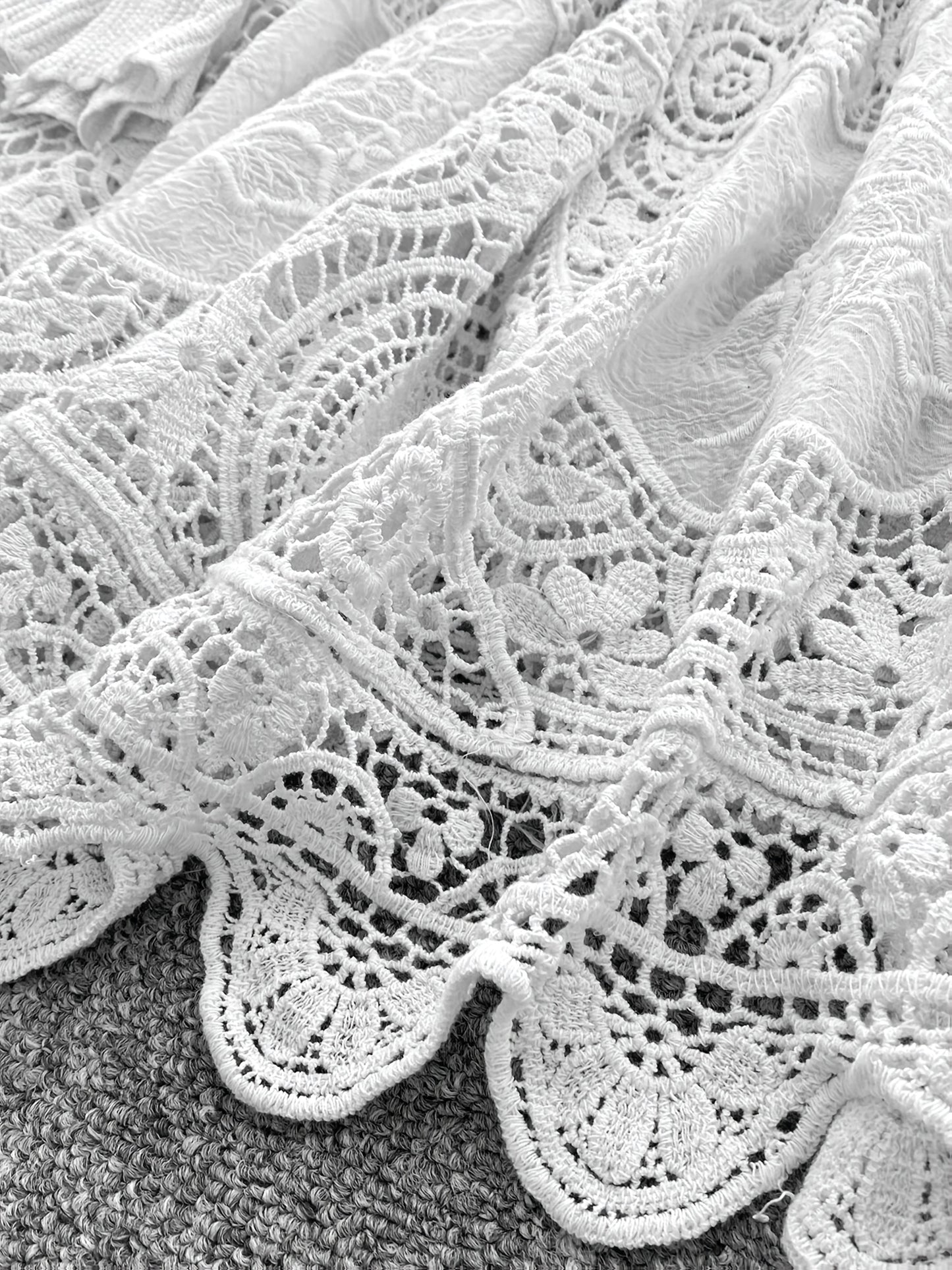 Women's Bohemian Vintage Lace- Dress - Long Sleeve A-Line Midi Dress with Crochet Cut-Out Details, Semi-Sheer Round Neck Boho Dress for Casual & Formal Occasions, Cute Dresses, Special Occasion Wear, Intricate Crochet Design - SeviSa