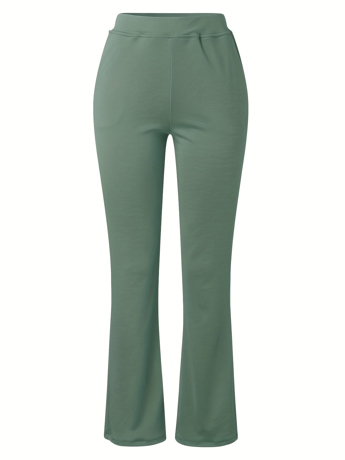 Women'S Elegant Solid Color Knit Flare Jeans - Stylish Long-Length, Polyester, No Belt, Spring/Fall Fashion, Adult, Pockets, Casual Wear|Flare Jeans|Polyester Fabric - SeviSa