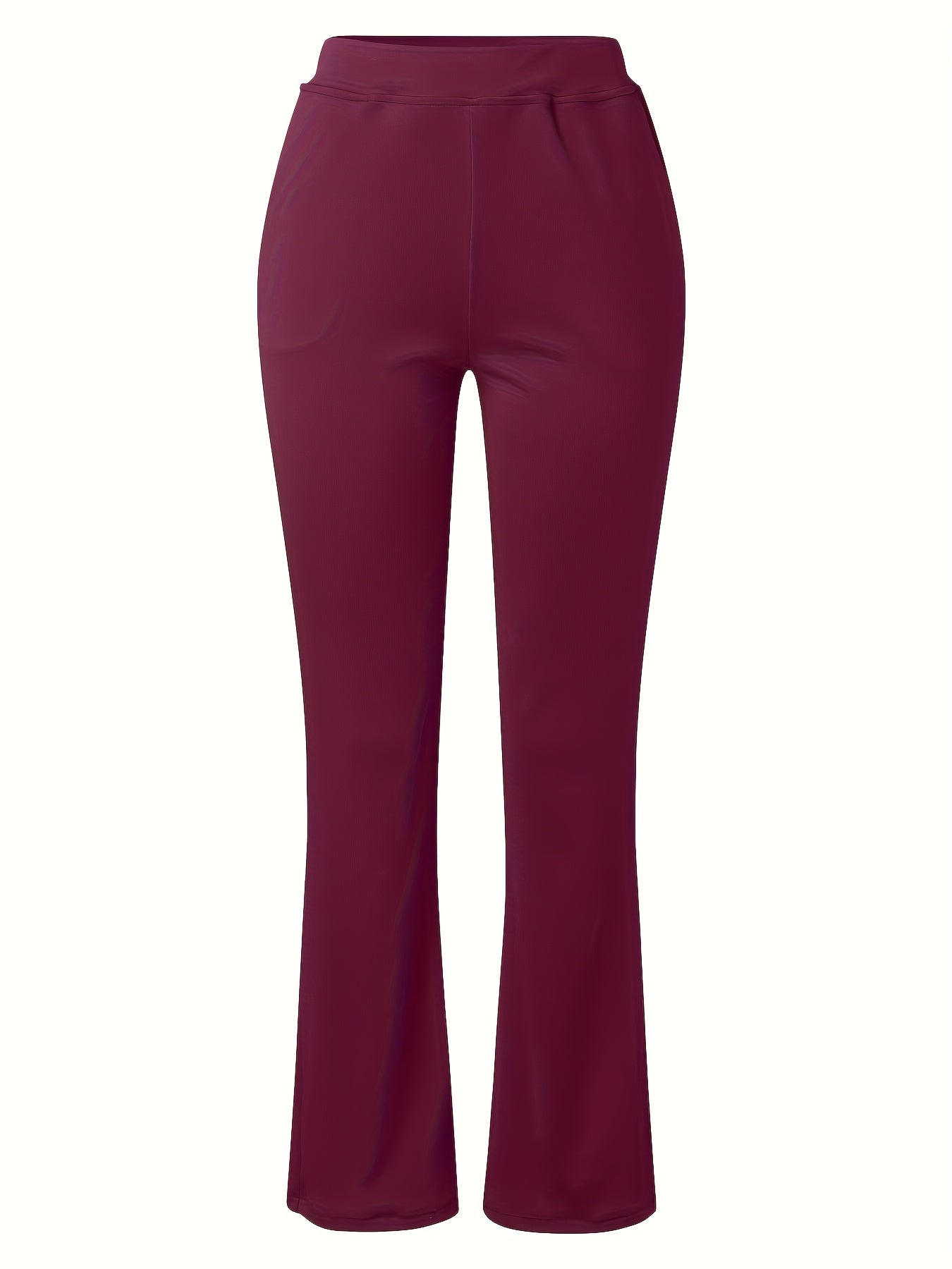 Women'S Elegant Solid Color Knit Flare Jeans - Stylish Long-Length, Polyester, No Belt, Spring/Fall Fashion, Adult, Pockets, Casual Wear|Flare Jeans|Polyester Fabric - SeviSa