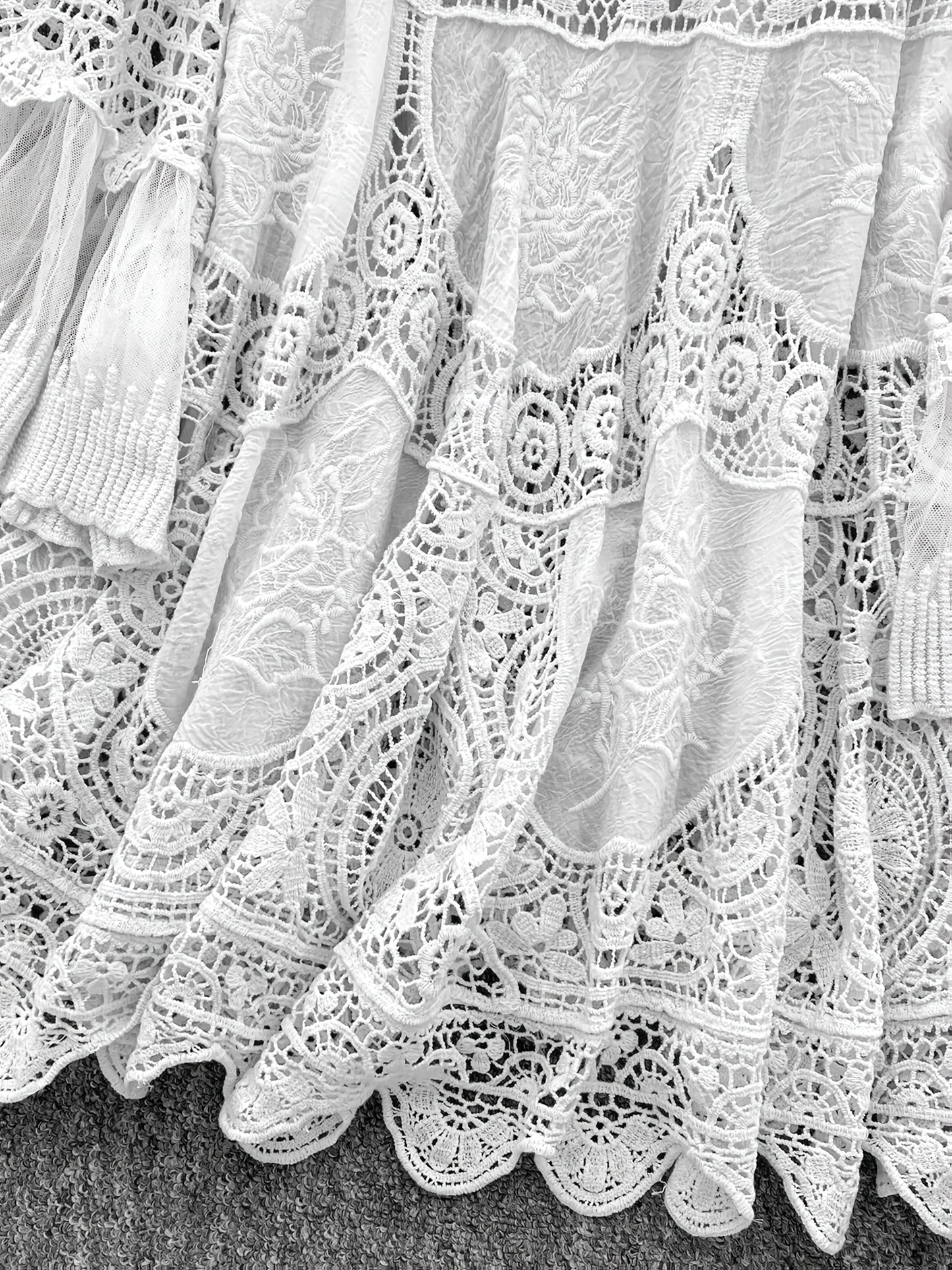 Women's Bohemian Vintage Lace- Dress - Long Sleeve A-Line Midi Dress with Crochet Cut-Out Details, Semi-Sheer Round Neck Boho Dress for Casual & Formal Occasions, Cute Dresses, Special Occasion Wear, Intricate Crochet Design - SeviSa