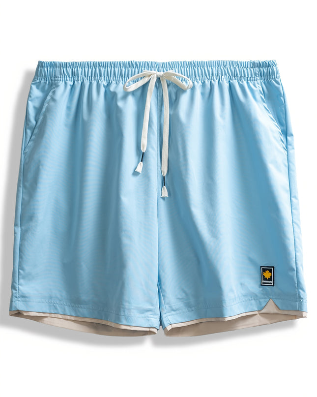 1pc Summer Plus-Size Men'S Faux Two-Piece Color-Blocked Shorts, Casual And Stylish, Suitable for Outdoor Sports And Beach Walks, Plus Size - SeviSa
