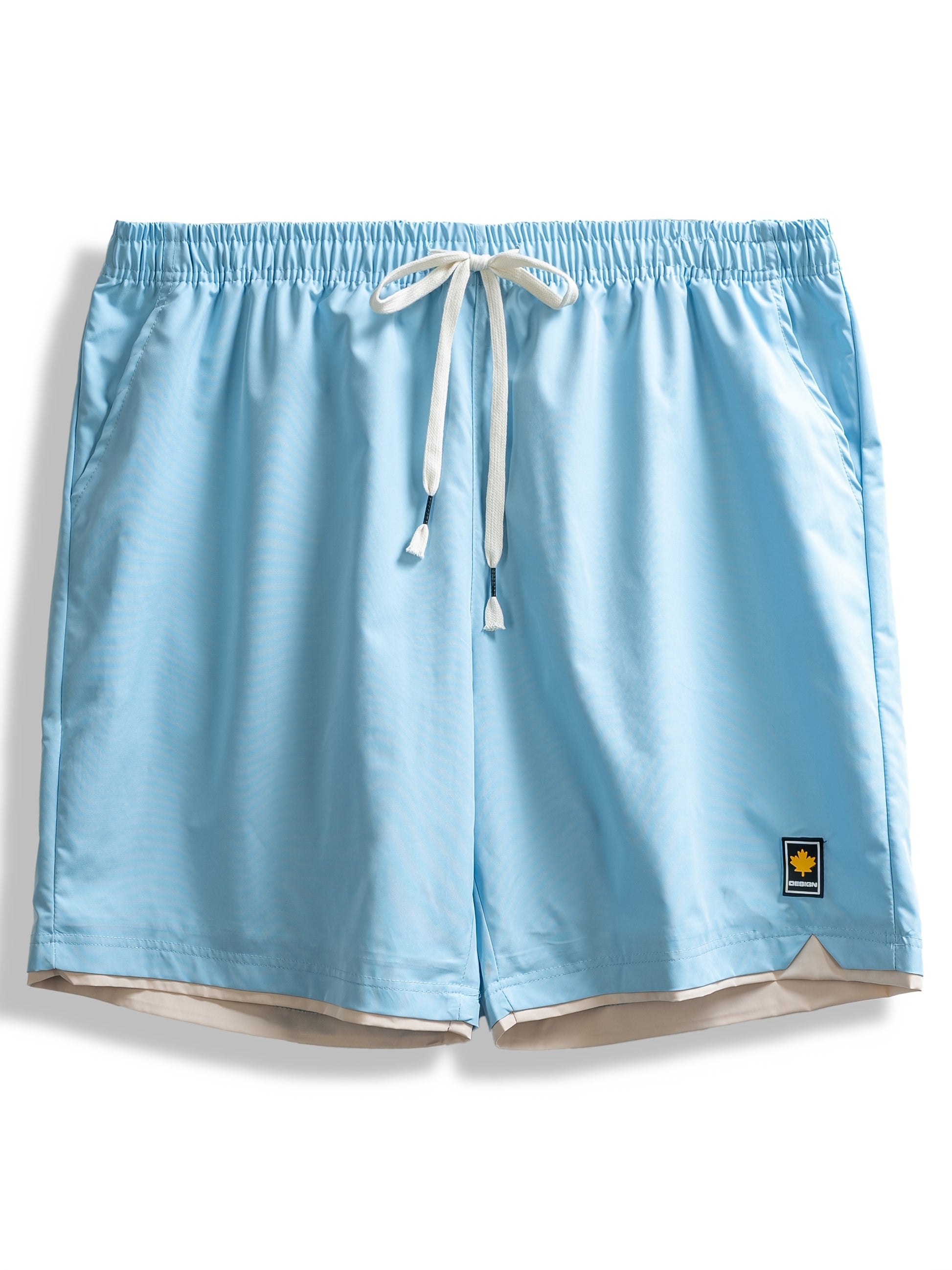 1pc Summer Plus-Size Men'S Faux Two-Piece Color-Blocked Shorts, Casual And Stylish, Suitable for Outdoor Sports And Beach Walks, Plus Size - SeviSa