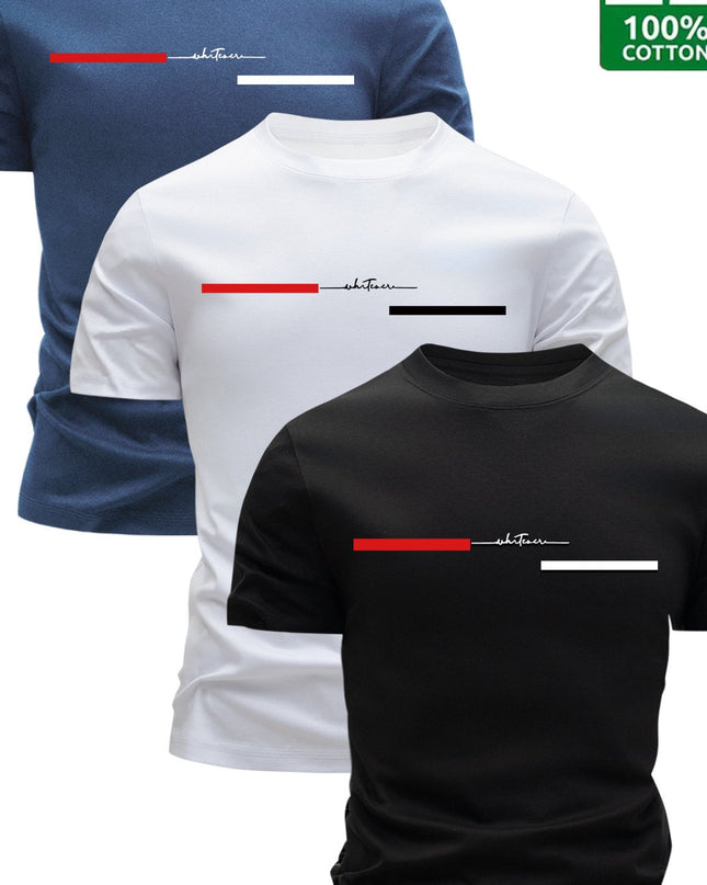 3pcs Men'S 100% Cotton T-Shirts - Casual Crew Neck, Breathable & Lightweight with Stylish "HIGH VOLTAGE" Graphic - Perfect for Summer, Summer Clothing|Sleek Tshirt|Comfortable Fit - SeviSa