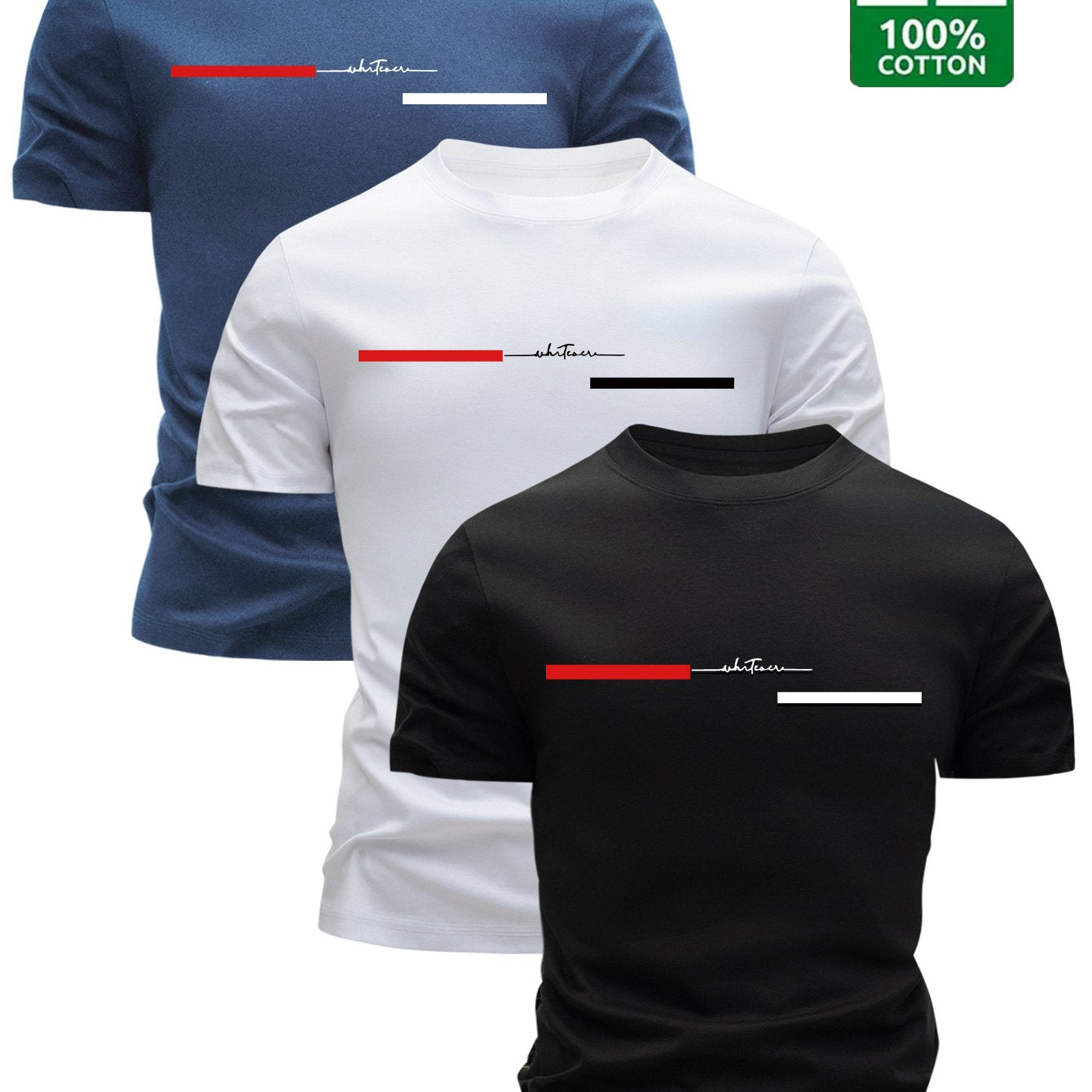 3pcs Men'S 100% Cotton T-Shirts - Casual Crew Neck, Breathable & Lightweight with Stylish "HIGH VOLTAGE" Graphic - Perfect for Summer, Summer Clothing|Sleek Tshirt|Comfortable Fit - SeviSa