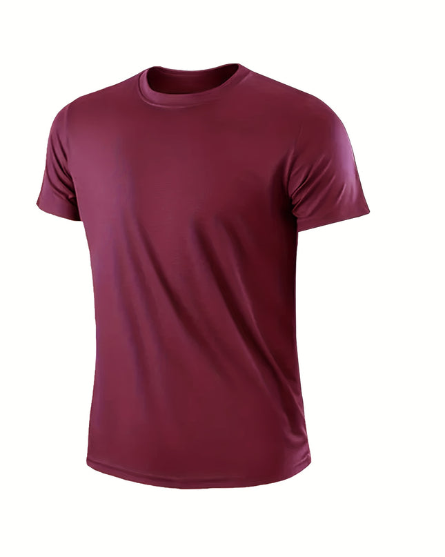 10pcs Men's Quick-Dry Athletic T-Shirts - Breathable, Moisture-Wicking Short Sleeve Shirts for Gym, Running & Training, Lightweight & Comfortable, Assorted Colors (Burgundy, Army Green, Navy, Khaki, Black, White, Gray, Maroon - SeviSa