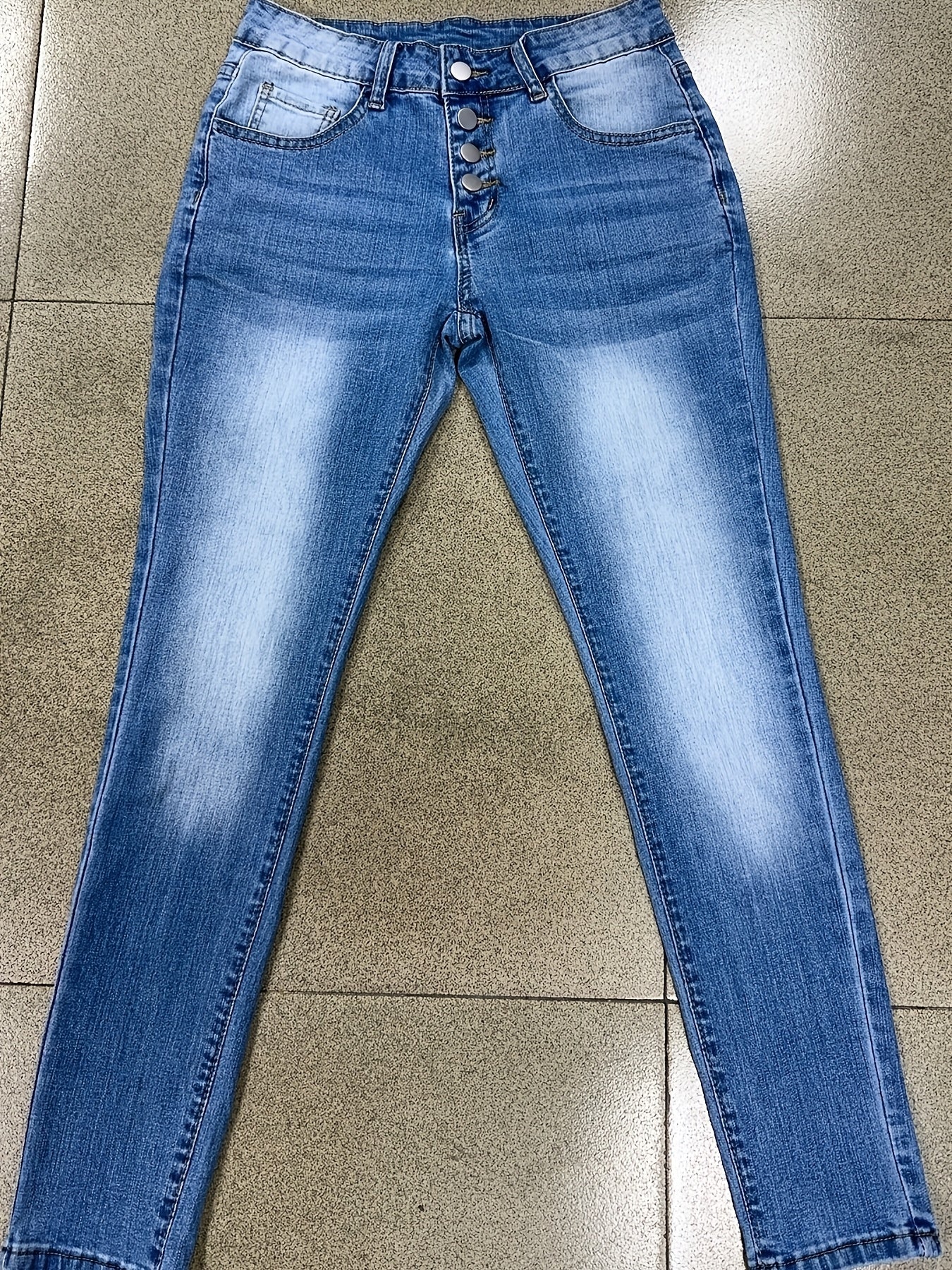 Women'S Slim-Fit Stretch Denim Jeans - Light Blue, Low-Rise, Button Closure, Casual Style, All-Season Comfort Fit, Perfect for Casual Attire, Comfortable Clothing | Casual Style Jeans | Medium Elasticity - SeviSa