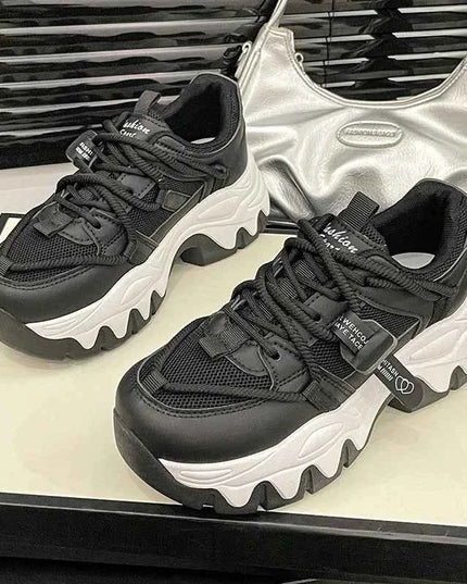 Lace Up Round Toe Platform Athletic Shoes