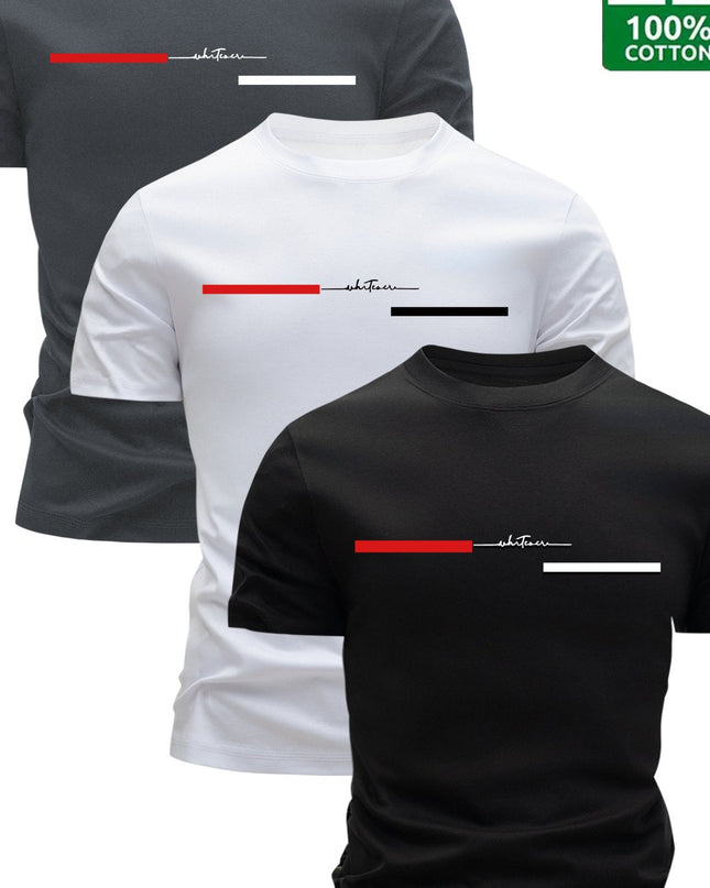 3pcs Men'S 100% Cotton T-Shirts - Casual Crew Neck, Breathable & Lightweight with Stylish "HIGH VOLTAGE" Graphic - Perfect for Summer, Summer Clothing|Sleek Tshirt|Comfortable Fit - SeviSa