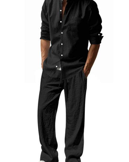 Men's Full Size Button Up Shirt and Pants Set Plus Size