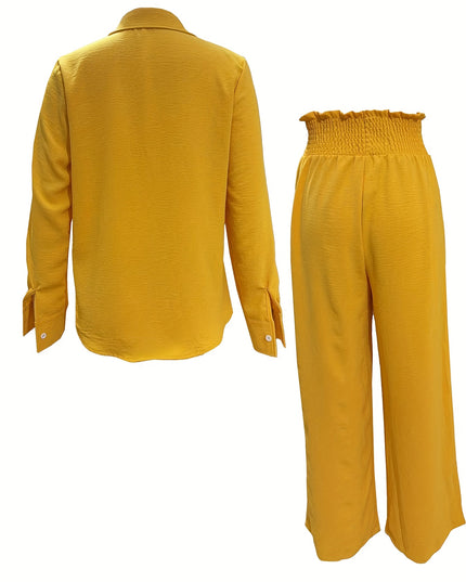 2024 Fall/Winter Long Sleeve Collared Patchwork Pants Set, 100% Polyester, Machine Washable, Patchwork, Long Sleeve