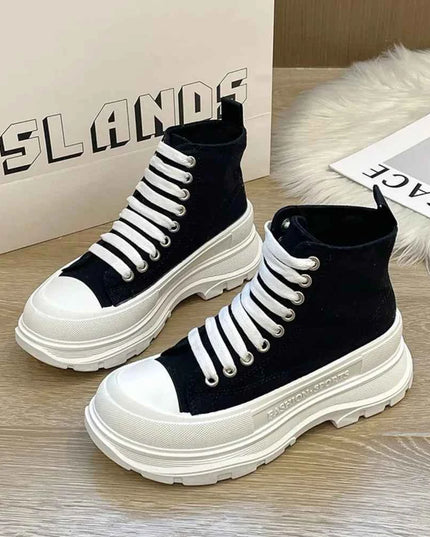 Lace Up Canvas Platform Sneakers