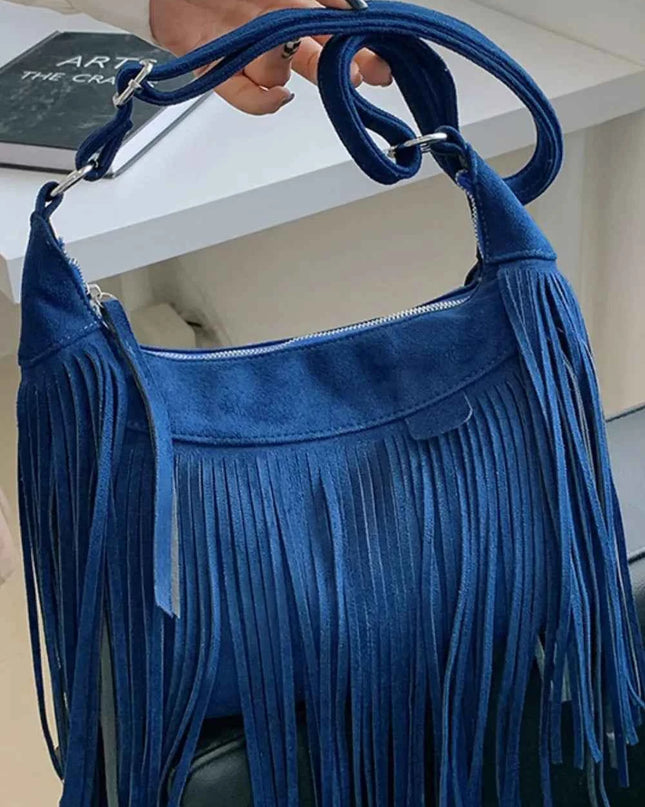 Suede Fringe Adjustable Strap Shoulder Bag