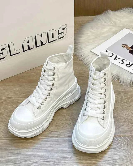 Lace Up Canvas Platform Sneakers