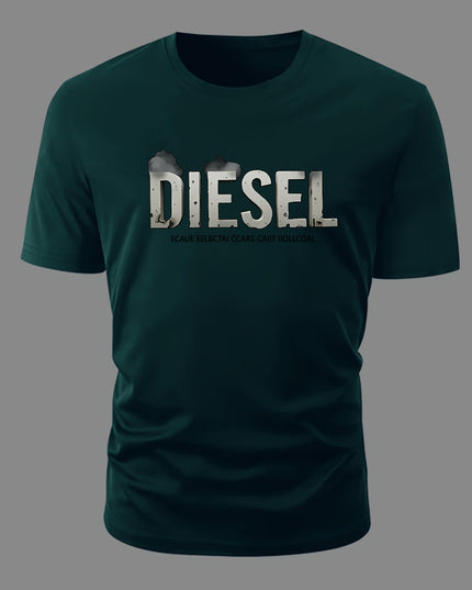 3pcs Men'S Diesel Graphic T-Shirts - 100% Cotton Breathable Summer Short Sleeve Tops, Regular Fit Round Neck Casual Tees with Bold Diesel Logo for Outdoor & Casual Attire, Machine Washable, Everyday Tshirt, Bold Graphic Tee, - SeviSa
