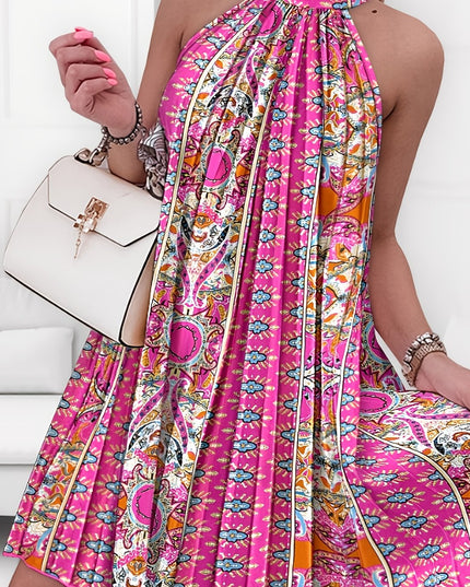 Elegant Floral Print Sleeveless Maxi Dress with Tie-Shoulder Detail - Vibrant Pink, Blue, Orange & Green Patterns, Flowy A-Line Skirt, Perfect for Summer Outings, Casual Summer Dress | Floral Print Dress | Polyester Fabric - SeviSa