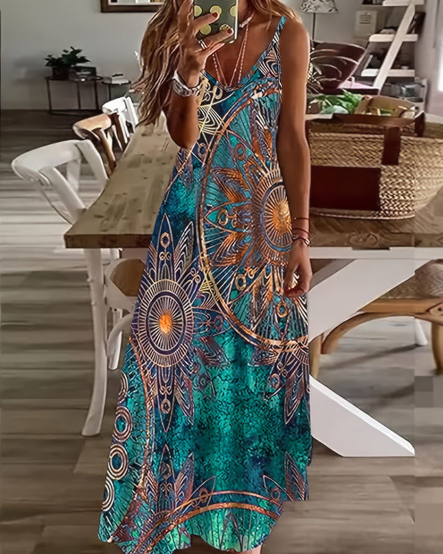 Women'S Fashionable Strapless Maxi Dress with Vibrant Floral Print - Stretchy, Comfortable, Casual Style for All Seasons, Casual Attire|Vibrant Print Dress|Stretchy Fabric - SeviSa