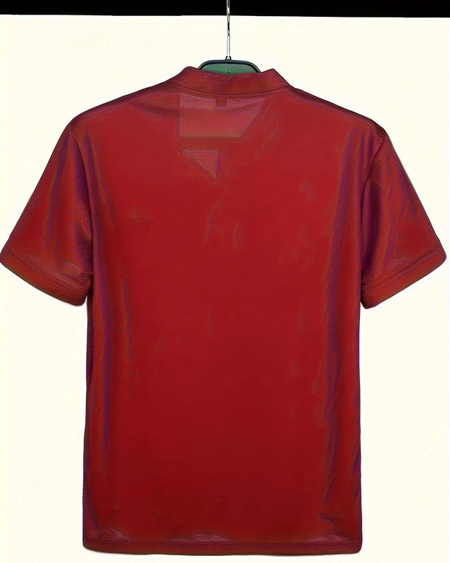 Men's Summer Short Sleeve T-Shirt - Lightweight Breathable Stand Collar Shirt with Button Detail, Solid Color Casual Sports Top for Business Casual & Outdoor Activities, Leisure Outing Apparel, Comfortable Fit Tee - SeviSa