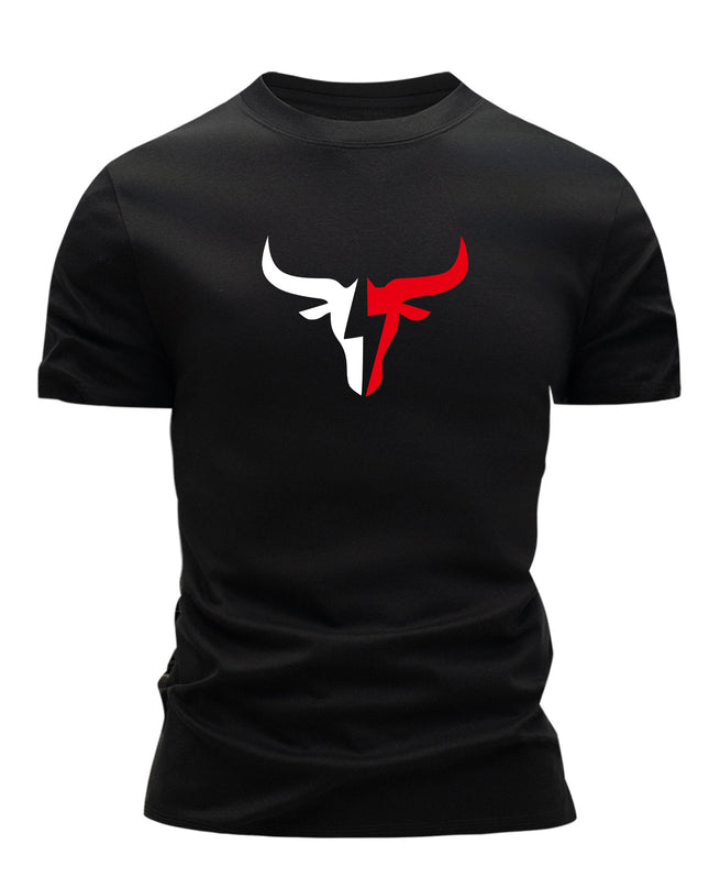 3pcs Men's 100% Cotton Graphic T-Shirts - Bold Bull Head & Letter Print, Slim Fit Short Sleeve Round Neck Tees for Summer Casual Wear, Breathable & Machine Washable, Everyday Comfort | Durable Fabric - SeviSa