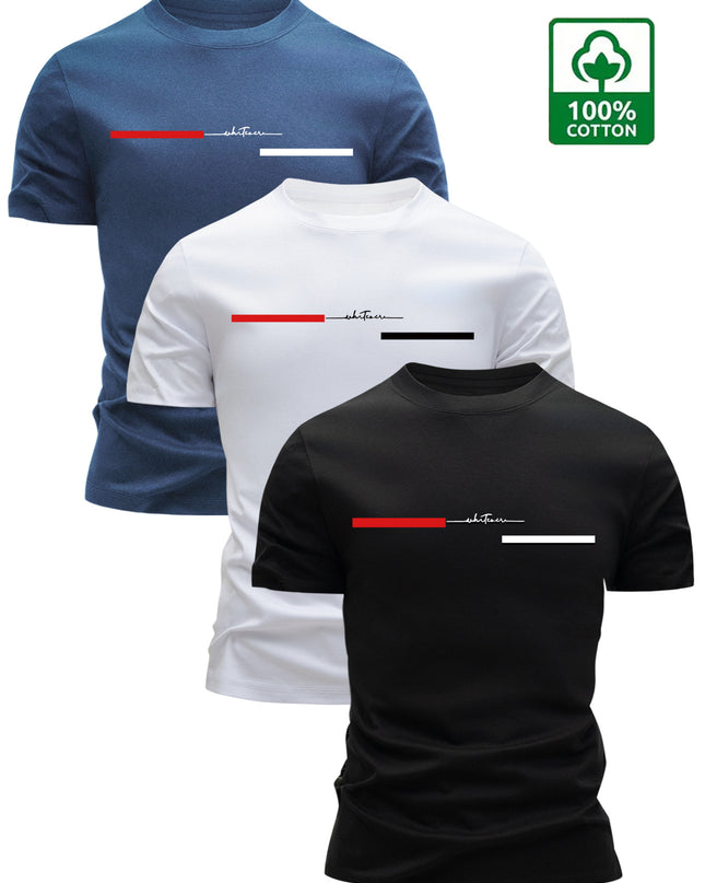 3pcs Men'S 100% Cotton T-Shirts - Casual Crew Neck, Breathable & Lightweight with Stylish "HIGH VOLTAGE" Graphic - Perfect for Summer, Summer Clothing|Sleek Tshirt|Comfortable Fit - SeviSa