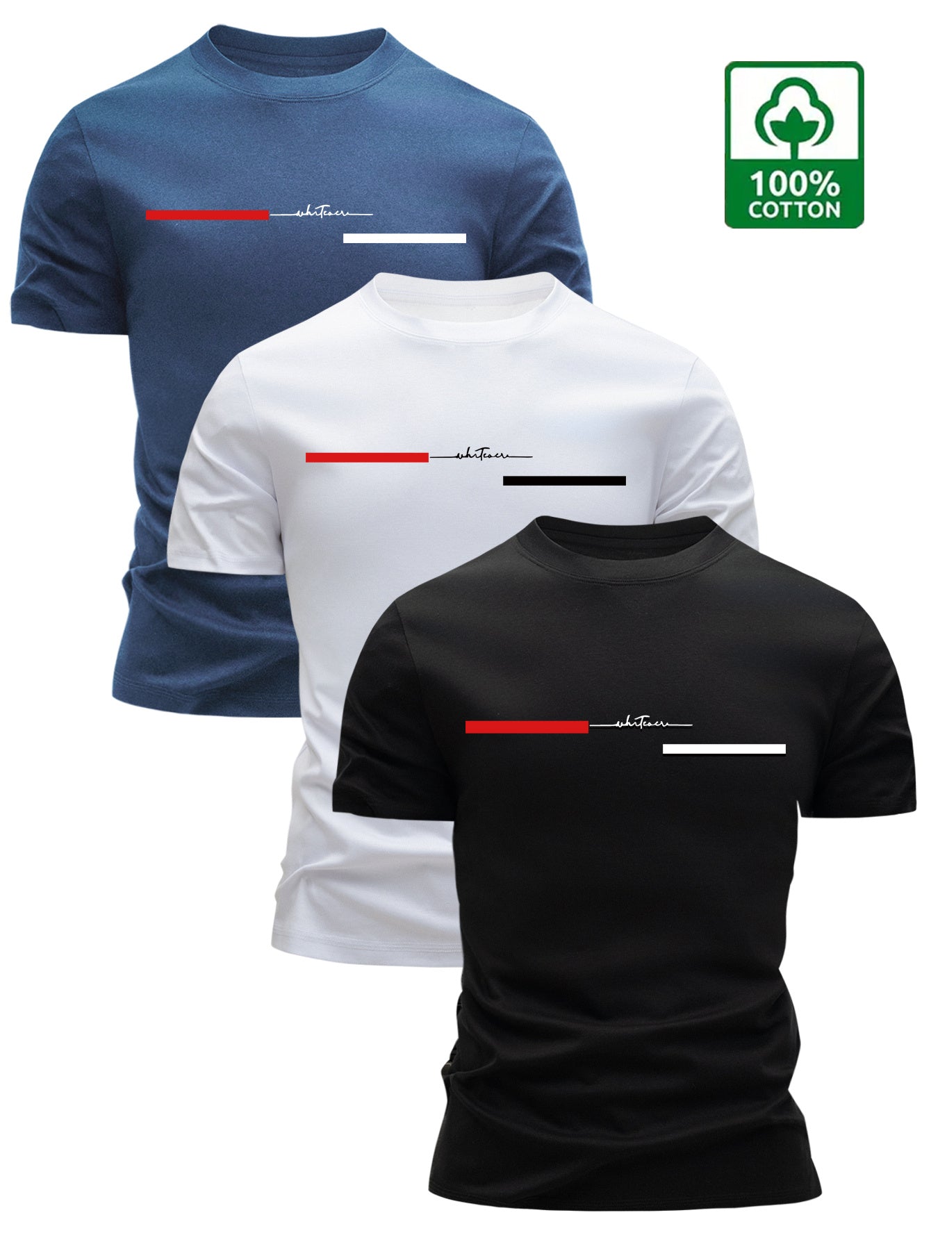 3pcs Men'S 100% Cotton T-Shirts - Casual Crew Neck, Breathable & Lightweight with Stylish "HIGH VOLTAGE" Graphic - Perfect for Summer, Summer Clothing|Sleek Tshirt|Comfortable Fit - SeviSa