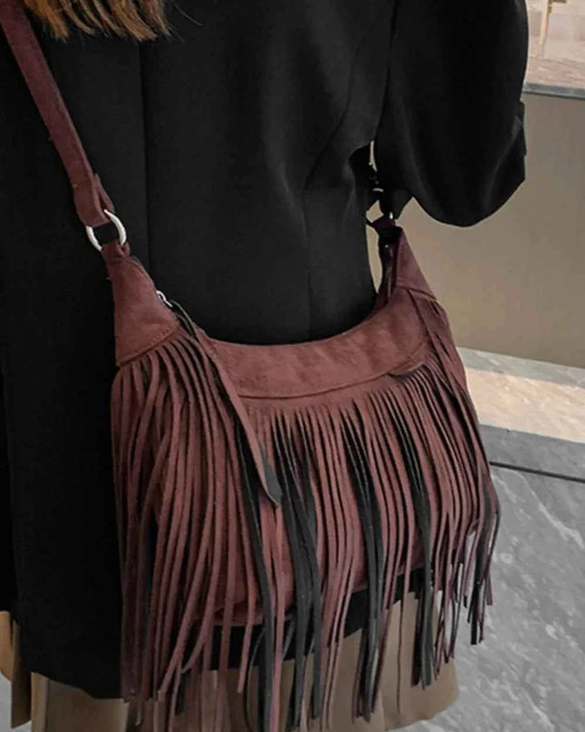 Suede Fringe Adjustable Strap Shoulder Bag
