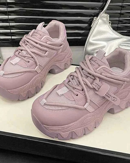Lace Up Round Toe Platform Athletic Shoes