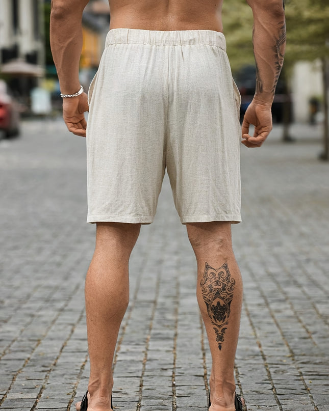 Men'S Plus Size Casual Loose Fit Linen Shorts - Straight Leg, Wide Leg, Non-Stretch Fabric with Pockets, Lightweight & Breathable for Summer, PLUS SIZE - SeviSa