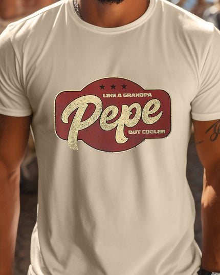 Pepe Is Like Grandpa But Cooler Men's Short-Sleeve T-Shirt - White Casual Graphic Print Round Neck Tee, Breathable Regular Fit Summer Top for Outdoor Activities, Medium Stretch Fabric - SeviSa