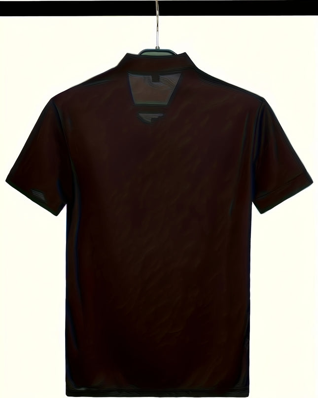 Men's Summer Short Sleeve T-Shirt - Lightweight Breathable Stand Collar Shirt with Button Detail, Solid Color Casual Sports Top for Business Casual & Outdoor Activities, Leisure Outing Apparel, Comfortable Fit Tee - SeviSa