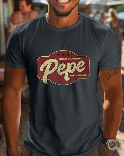 Pepe Is Like Grandpa But Cooler Men's Short-Sleeve T-Shirt - White Casual Graphic Print Round Neck Tee, Breathable Regular Fit Summer Top for Outdoor Activities, Medium Stretch Fabric - SeviSa