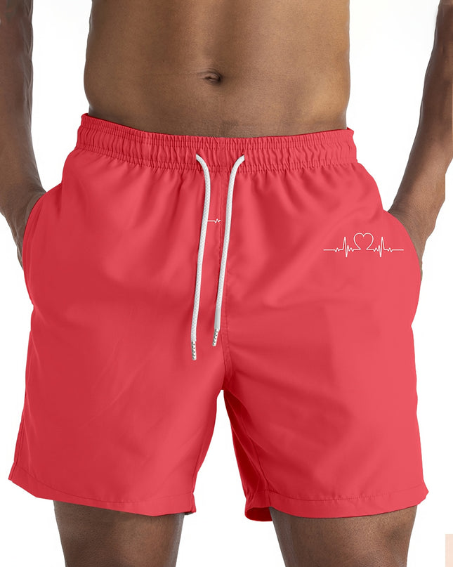 Plus Size Men'S Quick-Dry Swim Trunks with Drawstring Waist & Pockets - Vibrant Pink Hawaiian Beach Shorts, Comfortable Non-Wrinkle Fabric for Pool, Beach, Vacation, Swim Suits, Poolside Apparel, Casual Style, Smooth Texture, - SeviSa
