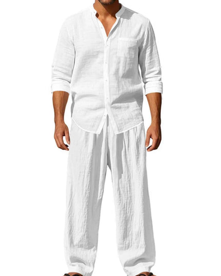 Men's Full Size Button Up Shirt and Pants Set Plus Size