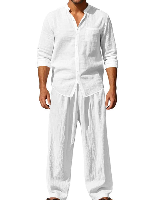 Men's Full Size Button Up Shirt and Pants Set Plus Size