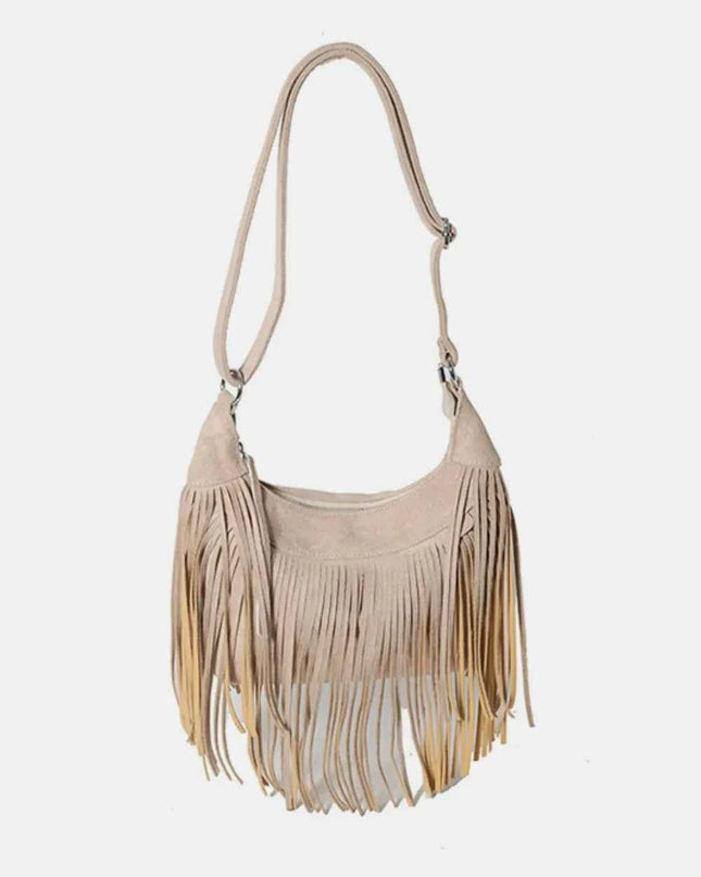 Suede Fringe Adjustable Strap Shoulder Bag