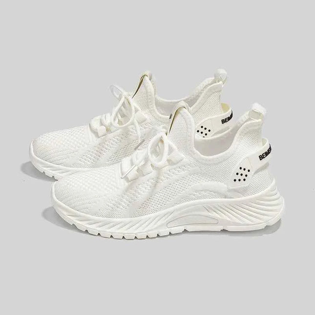 Mesh Lace-Up Platform Athletic Shoes