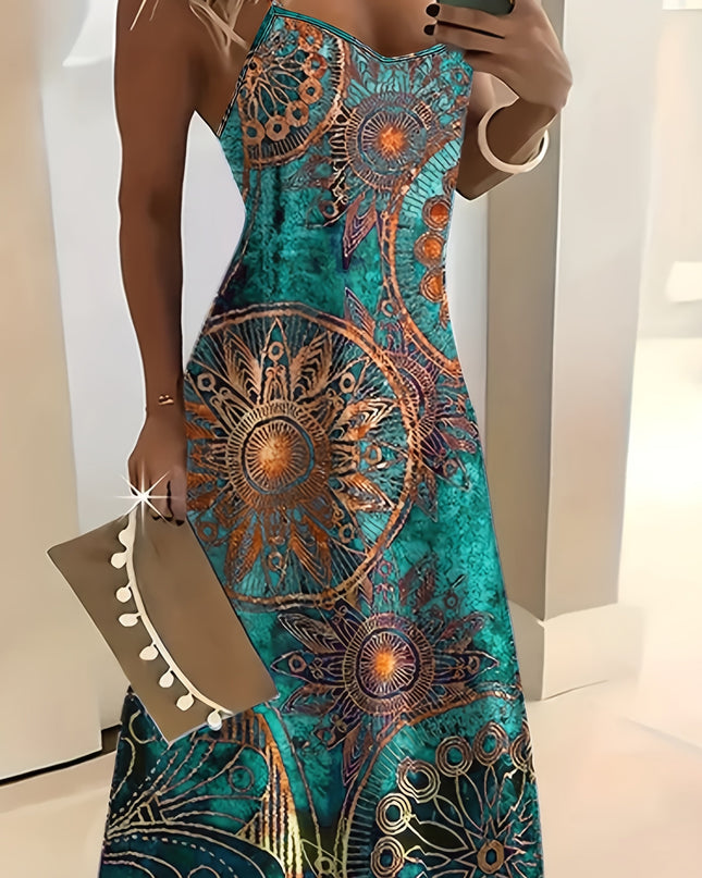 Women'S Fashionable Strapless Maxi Dress with Vibrant Floral Print - Stretchy, Comfortable, Casual Style for All Seasons, Casual Attire|Vibrant Print Dress|Stretchy Fabric - SeviSa