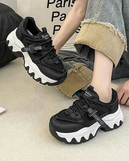 Lace Up Round Toe Platform Athletic Shoes